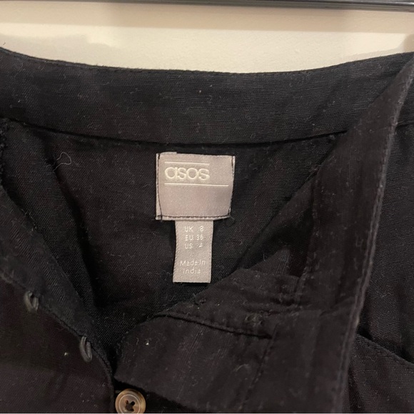 SIZE 4 | Black Midi Skirt with Buttons, Split Hem - Picture 2 of 3